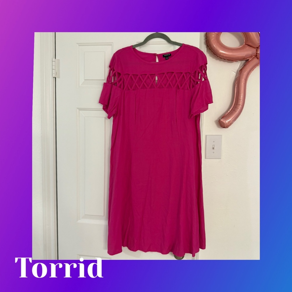 Torrid Hot Pink Asymmetrical Cutout Dress